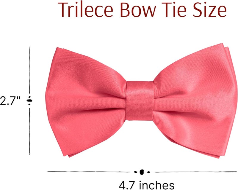 Trilece Bow Ties for Men - Mens Solid Color Formal Pre Tied Bowtie and Pocket Square Sets - Mens Bowties Bow Tie Sets - Image 3